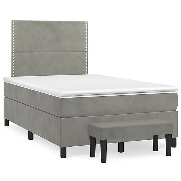 vidaXL Boxspringbett mit Matratze Hellgrau 120x200 cm Samt1357135 günstig online kaufen