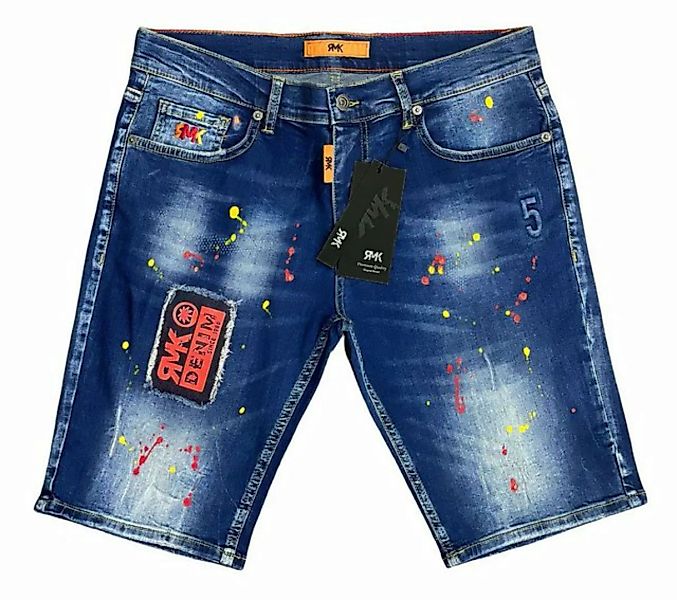 RMK Jeansshorts 5 Pocket Jeans short Blue mit Farbspritzern günstig online kaufen