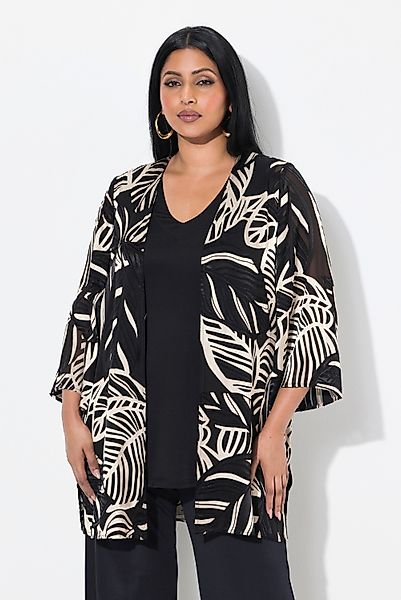 Ulla Popken Sommerjacke Chiffon-Jacke Ausbrenner V-Ausschnitt günstig online kaufen