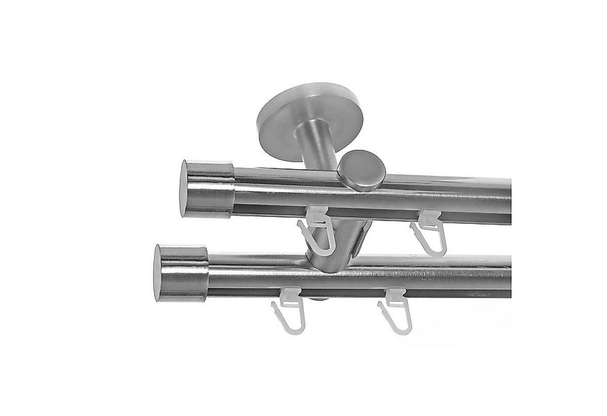 BASIT Gardinenstange Innenlauf Edelstahloptik 20mm mit Deckenträgern 120 cm günstig online kaufen