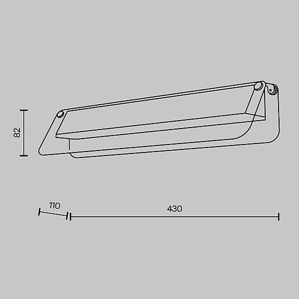 LED-Wandlampe FLAT, grau/messing, Breite 43 cm, Glas/Metall günstig online kaufen