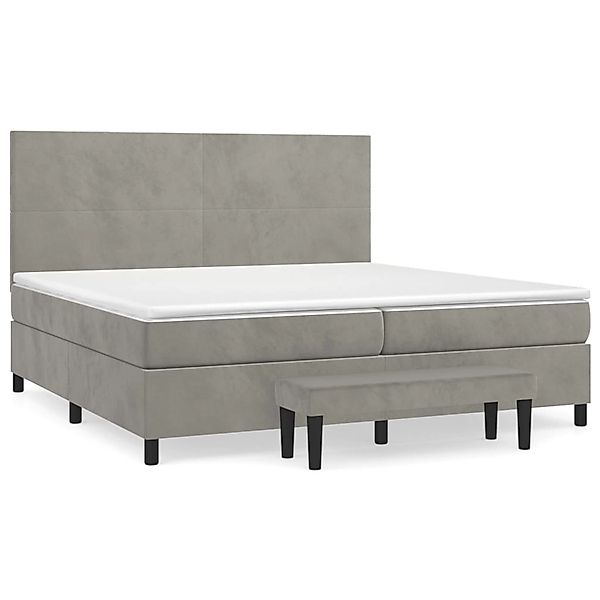 vidaXL Boxspringbett mit Matratze Hellgrau 200x200 cm Samt1367230 günstig online kaufen