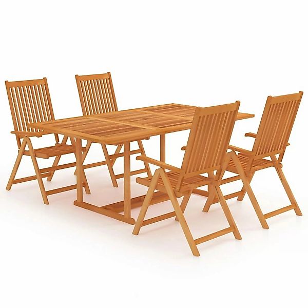 5-tlg. Garten-essgruppe Massivholz Teak günstig online kaufen