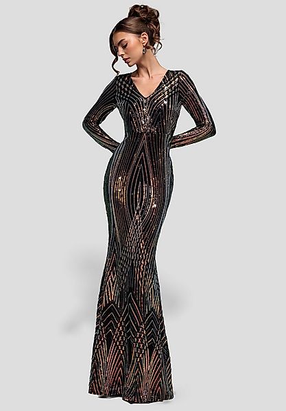 Goddiva Maxikleid Two Toned V Neck Sequin Maxi Langes Kleid, Pailletten, V- günstig online kaufen