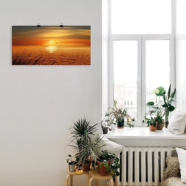 Artland Wandbild "Sonnenuntergang über dem Meer", Sonnenaufgang & -untergan günstig online kaufen