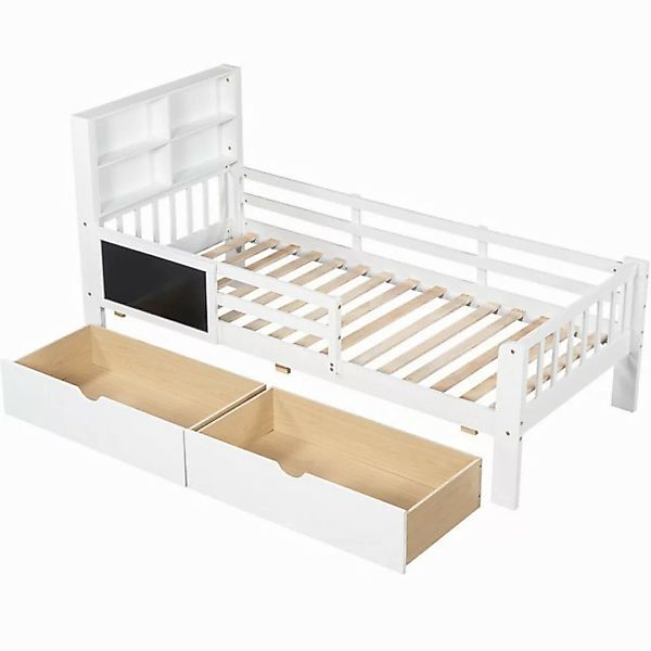 HAUSS SPOLE Kinderbett 90x200cm mit Mehrfunktionen, Schubladen und Tafel, o günstig online kaufen