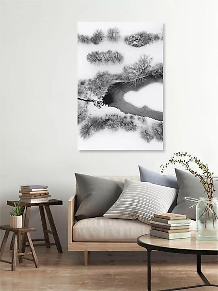 Poster / Leinwandbild - The Snowy Winter Wonderland Lake günstig online kaufen