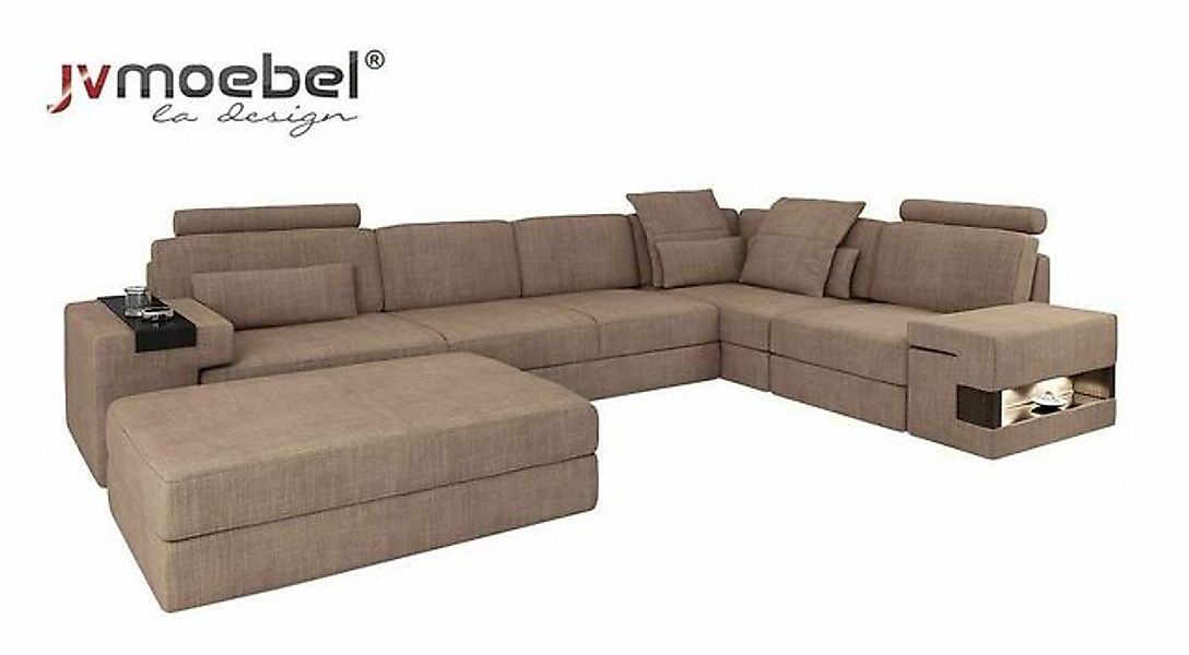 Xlmoebel Ecksofa UForm Polster Couchen Textil Design Beleuchtet Wohnlandsch günstig online kaufen