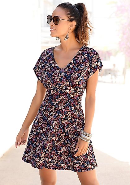 Vivance Sommerkleid mit Blumendruck und V-Ausschnitt, günstig online kaufen