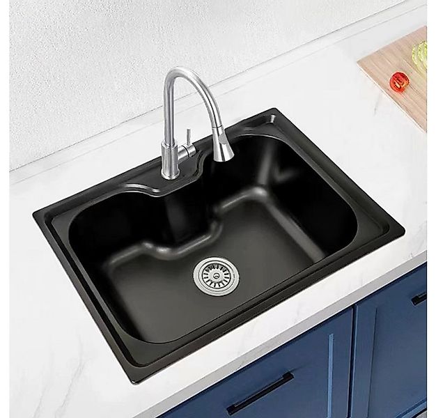 Faizee Möbel Edelstahlspüle Titan 60x42x20cm – rechteckig – inkl. Siphon-Se günstig online kaufen