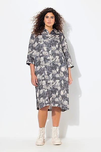 Ulla Popken Jerseykleid Blusenkleid A-Linie Hemdkragen günstig online kaufen