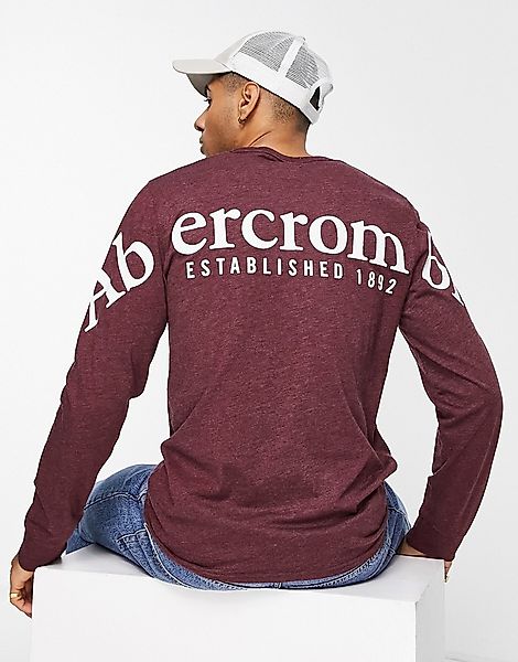 Abercrombie & Fitch – Langärmliges Shirt in Rot mit Logo günstig online kaufen