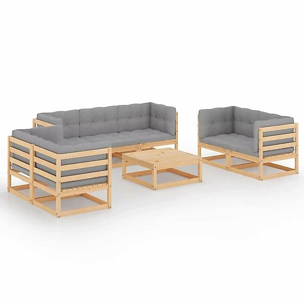 8-tlg. Garten-lounge-set Mit Kissen Kiefer Massivholz günstig online kaufen