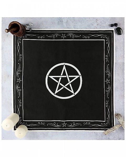 Horror-Shop Dekofigur Schwarz-Weißes Pentagram Altar-Tuch 70 günstig online kaufen