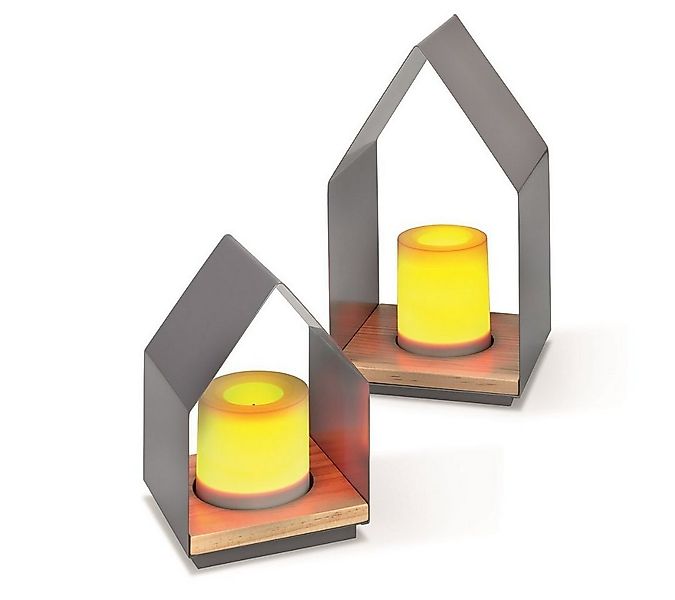 technik@all LED Gartenleuchte Batterie Dekoleuchten Haus LENI 2er Set Timer günstig online kaufen