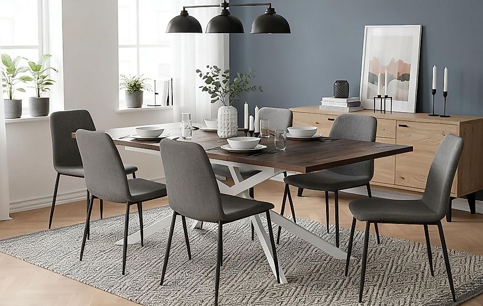 B&D home Esstisch LARS, Metallgestell schwarz oder weiß, ausziehbar 120-160 günstig online kaufen