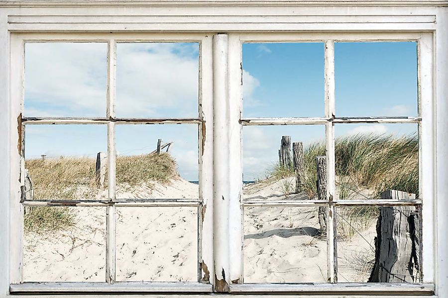 queence Leinwandbild "Norderney" Düne  Fenster & Türen  Fensterblick  Gräse günstig online kaufen