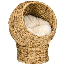 PawHut Tierhaus Katzenbett, mit Kissen, Wasserhyazinthe, günstig online kaufen