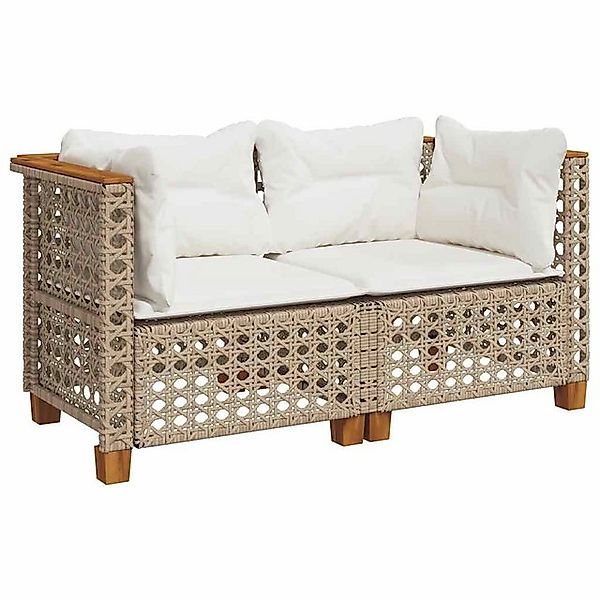 vidaXL Loungesofa Garten-Ecksofas mit Kissen 2 Stk. Beige Poly Rattan, 2 Te günstig online kaufen