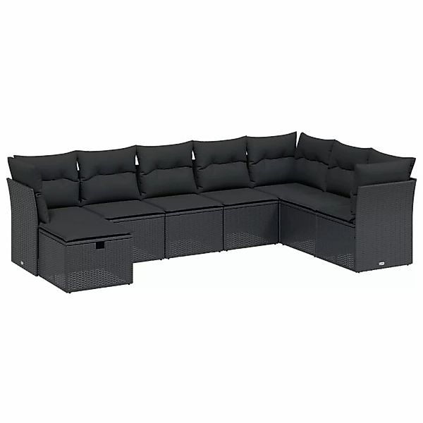 vidaXL 8-tlg Garten-Sofagarnitur mit Kissen Schwarz Poly Rattan Modell 129 günstig online kaufen