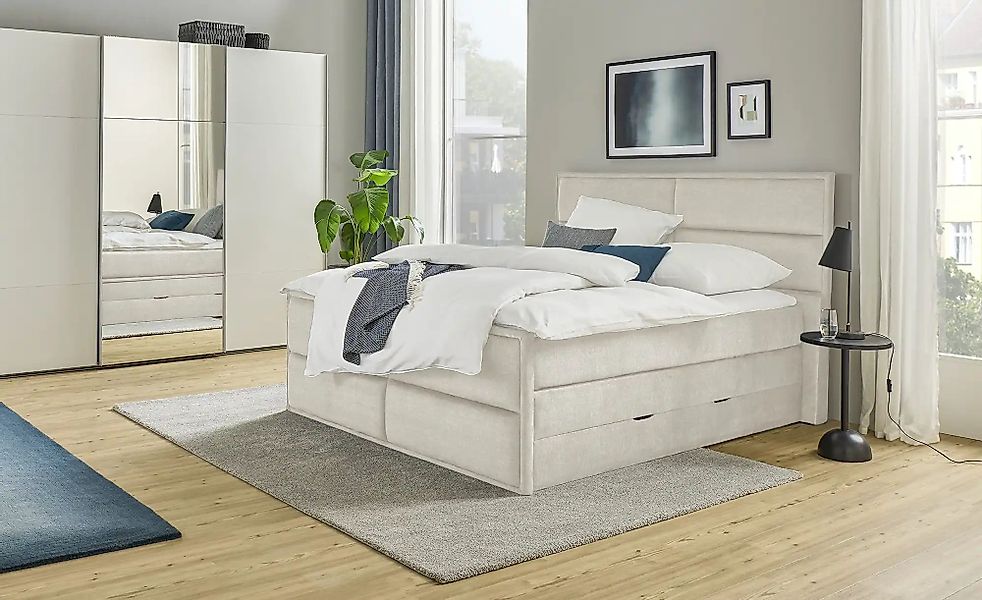 Boxspringbett mit Bettkasten Crocco ¦ beige ¦ Maße (cm): B: 197 H: 136 Bett günstig online kaufen
