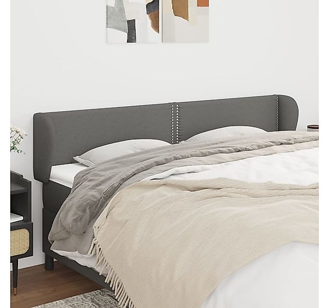 vidaXL Bett, Kopfteil mit Ohren Dunkelgrau 203x23x78/88 cm Stoff günstig online kaufen