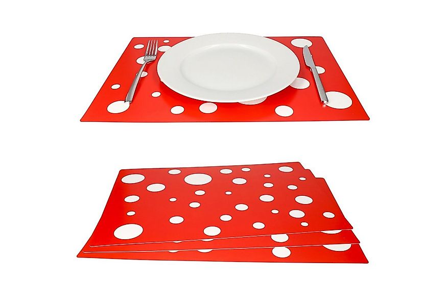 MamboCat Platzset 4er Set Tischset rot mit weißen Punkten 45 x 32 cm günstig online kaufen