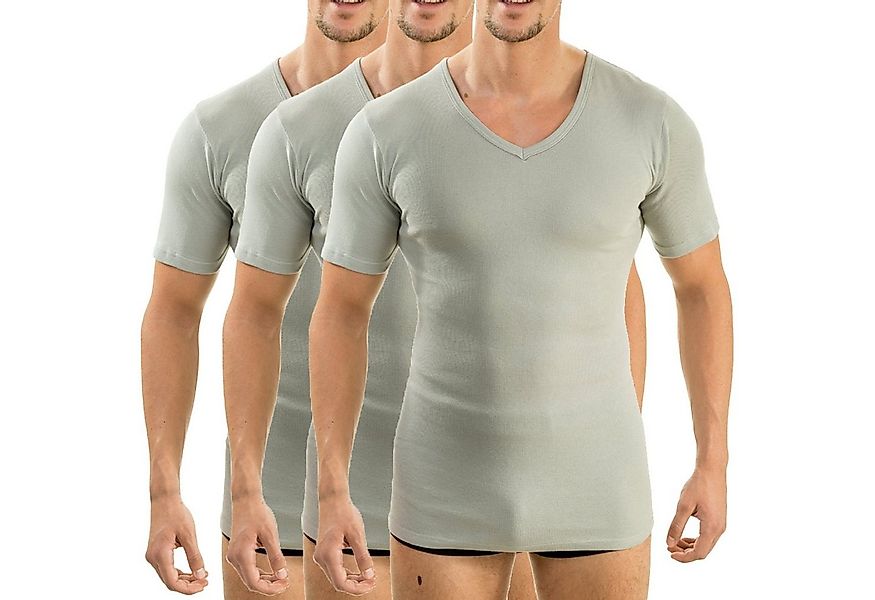 HERMKO Unterziehshirt 4880 3er Pack Herren kurzarm Business Shirt V-Neck 10 günstig online kaufen