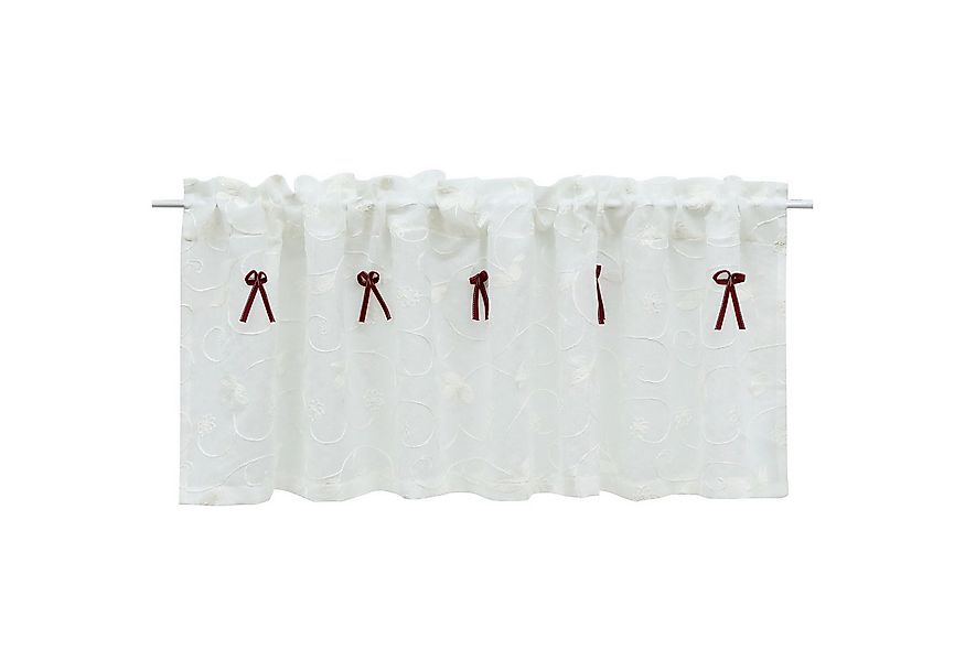 Delien Scheibengardine Ina, Stangendurchzug, landhaus Blumenstickerei günstig online kaufen