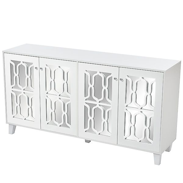 Merax Sideboard mit Spiegelelementen und geometrischem Trellis-Muster, Komm günstig online kaufen