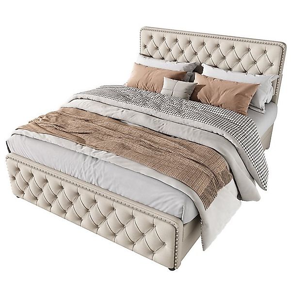Gotagee Polsterbett Flachbett Doppelbett 160x200cm Jugendbett Bett Leinen F günstig online kaufen