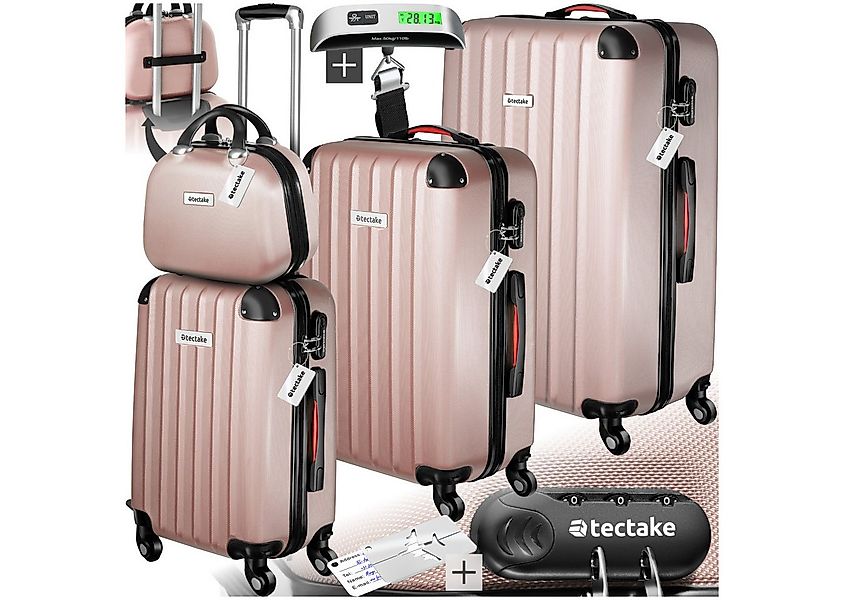 tectake Trolley Hartschalenkoffer-Set, 4 Rollen, 4-teilig, 3 Trolleys, 1 Be günstig online kaufen