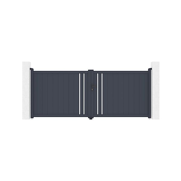 Casanoov Flügeltor 3 5X1 4M Giona & 2 Eifel Pfosten H 166Cm Grau günstig online kaufen