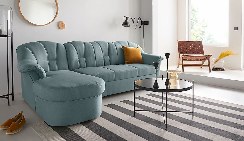 DOMO collection Ecksofa "Papenburg, zeitlose Rückensteppung, elegante Forme günstig online kaufen
