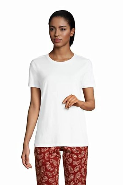 Supima Kurzarm-Shirt mit rundem Ausschnitt, Damen, Größe: 48-50 Normal, Wei günstig online kaufen