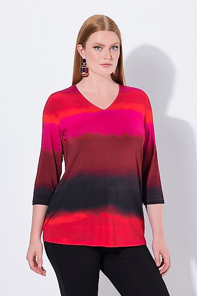 Ulla Popken T-Shirt Slinky-Shirt Farbverlauf V-Ausschnitt 3/4-Arm günstig online kaufen