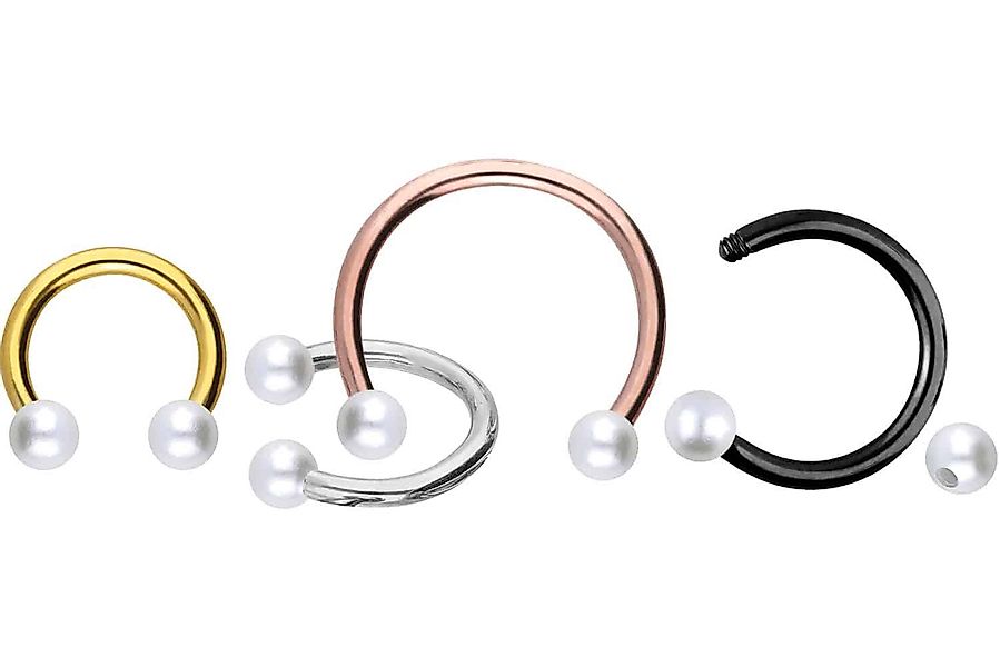 PIERCINGLINE Piercing-Set Titan Hufeisenring SYNTHETISCHE PERLEN günstig online kaufen