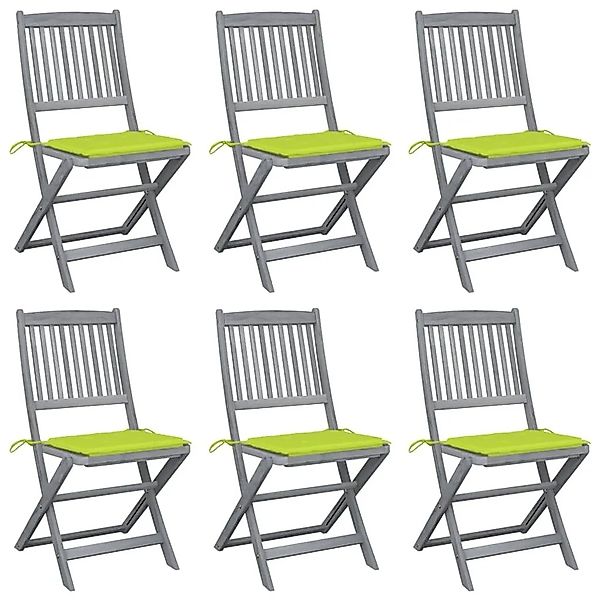 vidaXL Klappbare Gartenstühle 6 Stk mit Sitzkissen Massivholz Akazie 306544 günstig online kaufen