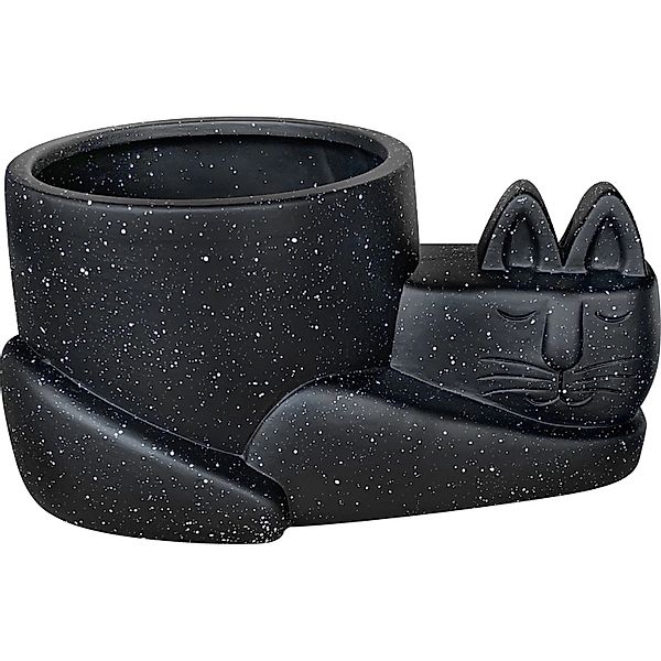 Pflanztopf-Katze Keramik 12 cm x 25 cm x 18 cm Schwarz günstig online kaufen