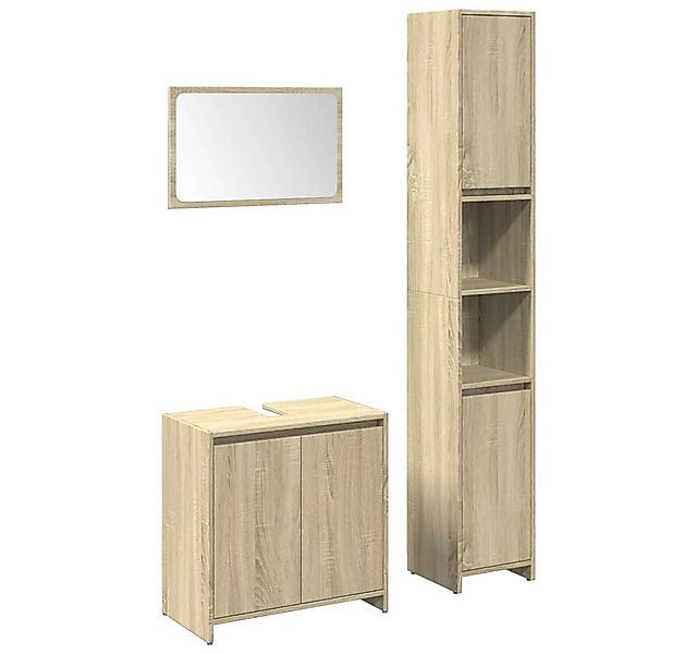 vidaXL Badezimmer-Set 3-tlg. Badmöbel-Set Sonoma-Eiche Holzwerkstoff, (1-St günstig online kaufen