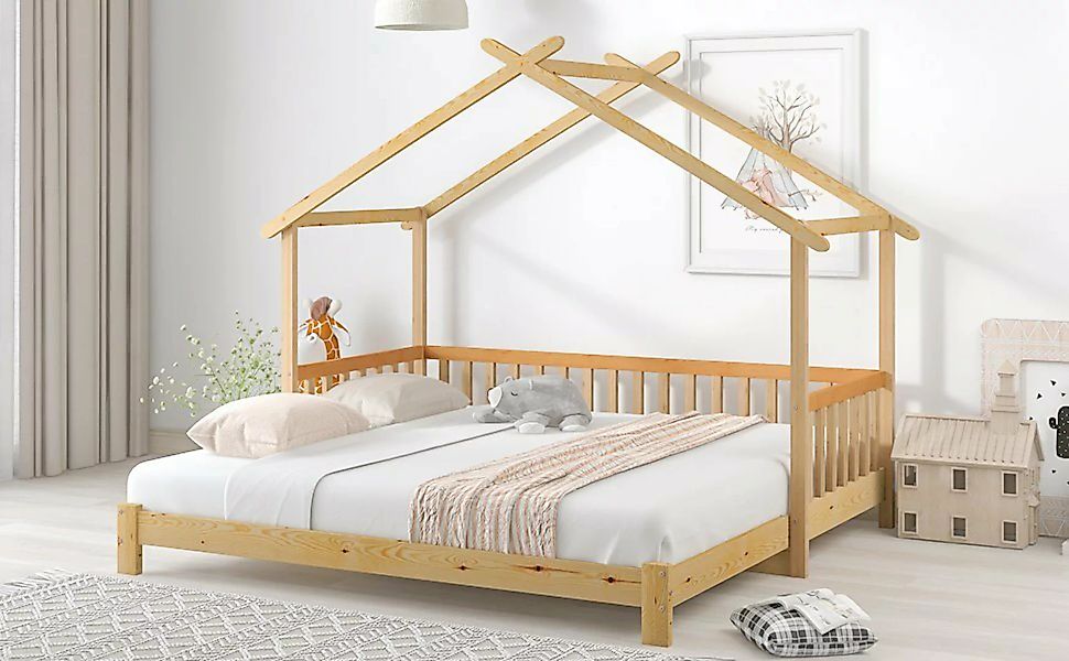 WISHDOR Kinderbett Jugendbett Hausbett Doppelbett (200x90cm nach ausziehen günstig online kaufen