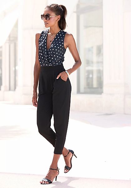 LASCANA Overall, mit bedrucktem Oberteil, eleganter Jumpsuit mit V-Ausschni günstig online kaufen