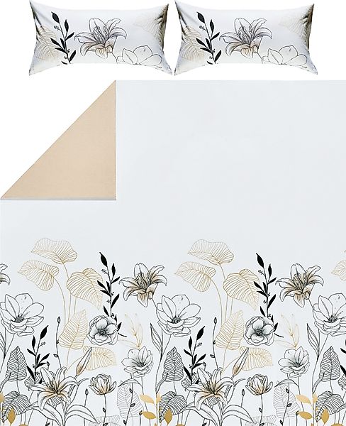 REDBEST Bettwäsche Wendebettwäsche, Biber, Blumen günstig online kaufen