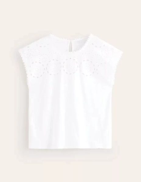 Sasha T-Shirt mit Stickerei Damen Boden, Weiß günstig online kaufen