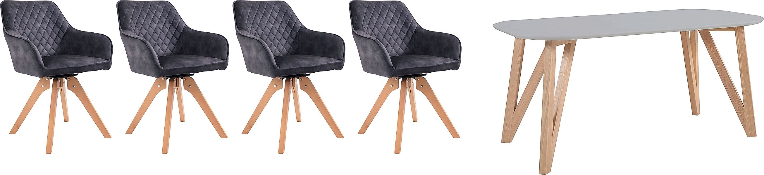 SalesFever Essgruppe »Stilvolle Essgruppe«, 5-teiliges Set: Samtverlours-St günstig online kaufen