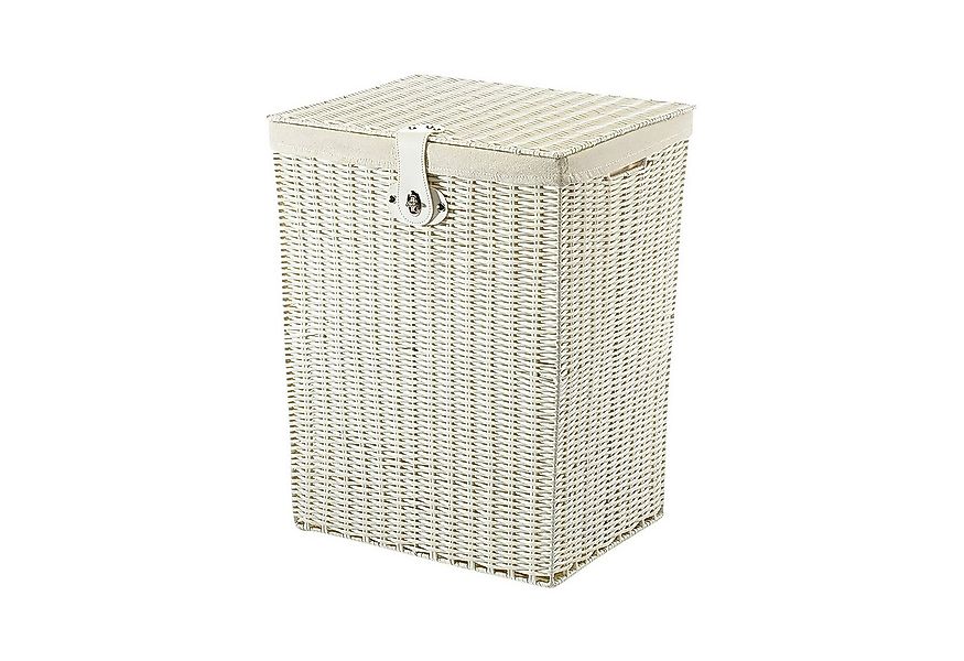Kobolo Wäschekorb Wäschebehälter Korb aus Kunststoff weiß - mit Textileinsa günstig online kaufen