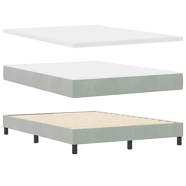 vidaXL Boxspringbett mit Matratze Hellgrau 140 x 200 cm Samt 3340334 günstig online kaufen