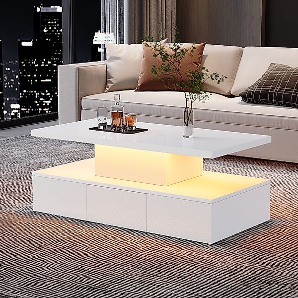 STILVORA Couchtisch mit LED-Licht,Sofatisch Wohnzimmertisch Hochglanz günstig online kaufen