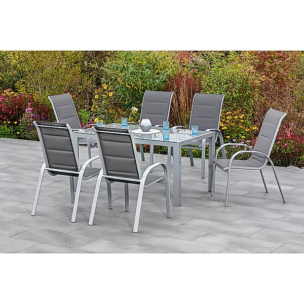 Merxx Gartenmöbel-Set Amalfi di Lusso 7-teilig 150 cm x 90 cm Anthrazit günstig online kaufen