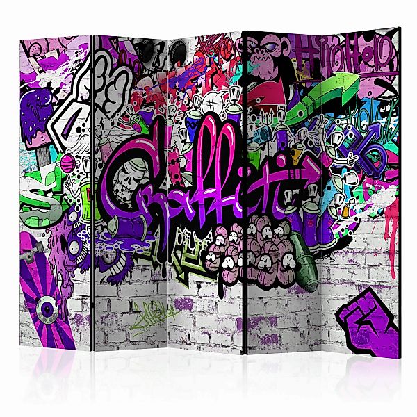 5-teiliges Paravent -  Purple Graffiti [room Dividers] günstig online kaufen